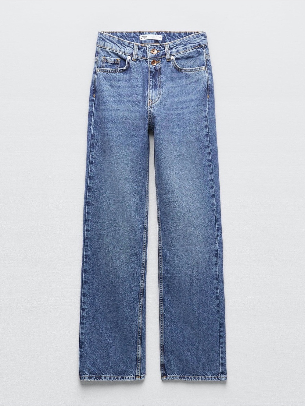 Zara Light Blue Straight-Leg Jeans